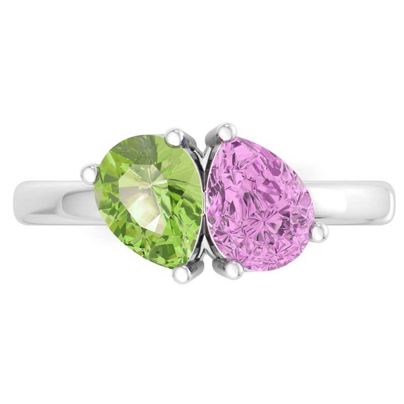 Martha Stewart 2ctw. Peridot & Pink Sapphire Two Stone Ring In Sterling Silver image number null